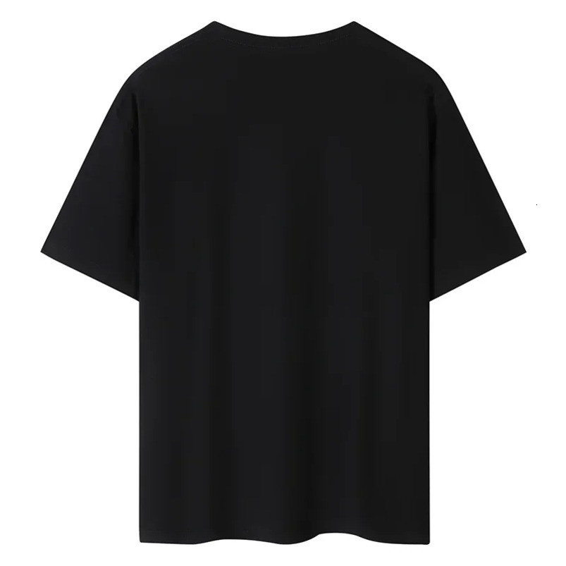 Mens Summer British Printed Casual Loose Tshirt Black Round Neck Fashion Short Sleeve Y2K Large Top 250919