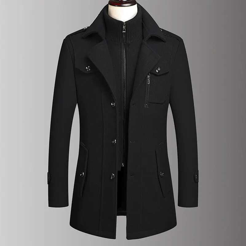 2025 High quality autumn and winter double collar wool coat middleaged mens business fashion woolen mens coat X250919