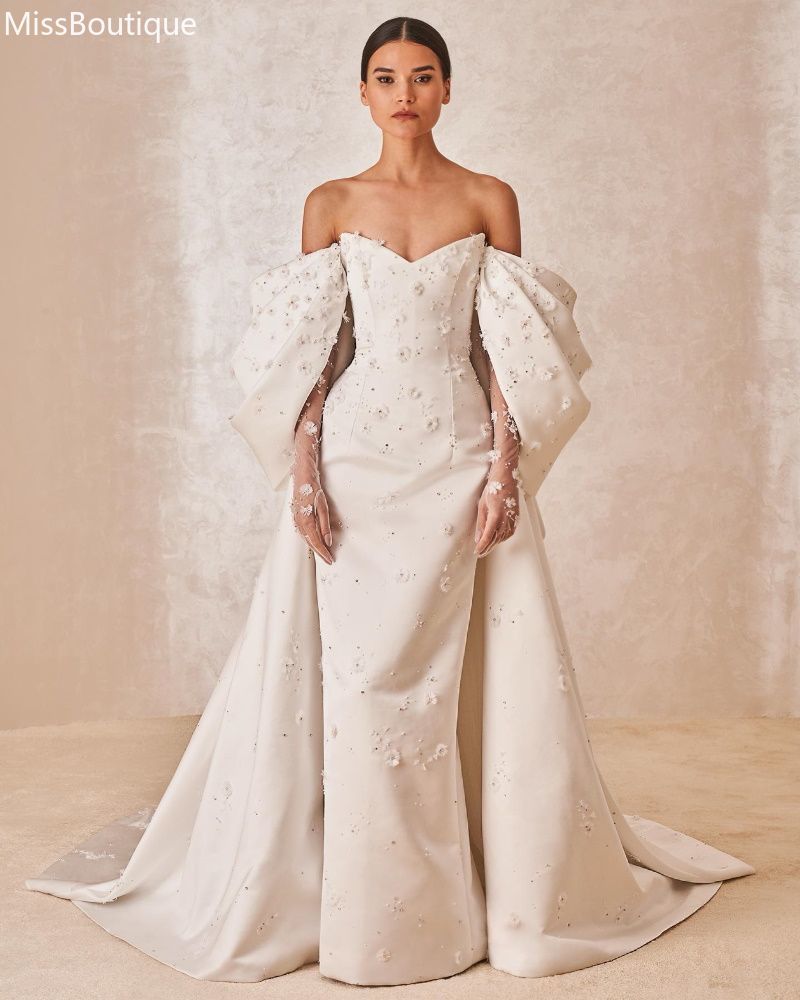 Qcenkeren Vestidos de novia Sweetheart Wedding Dresses Mermaid Elegant Appliques Sweep Train Bridal Gowns For Sexy Women 0919