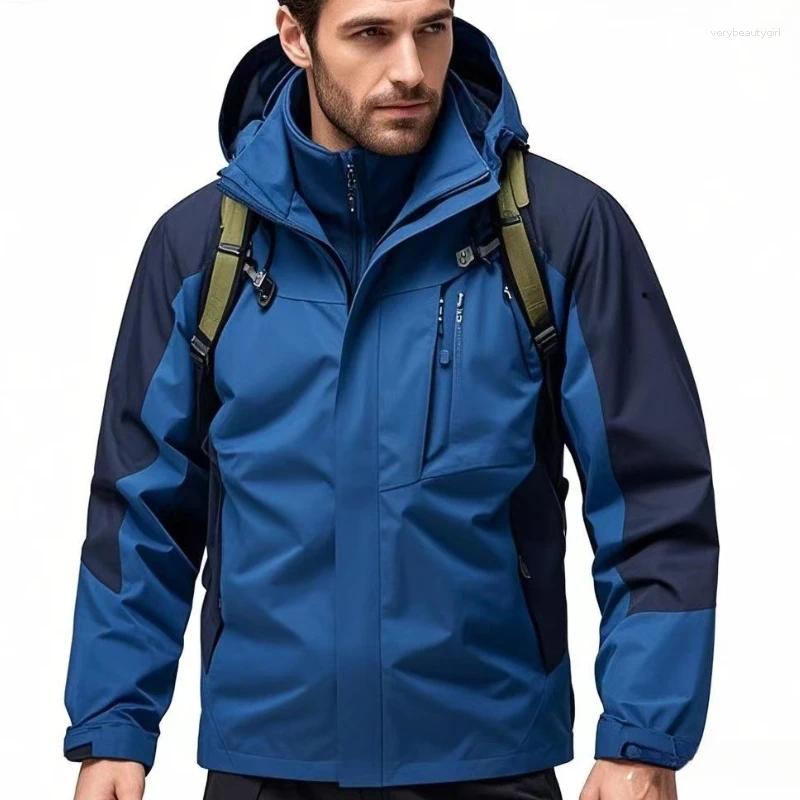 Men's Jackets Functional Outdoor Hiking Camping Jacket Workwear Cargo Coat 2025 Autumn Hooded Mountaineering Suit Men