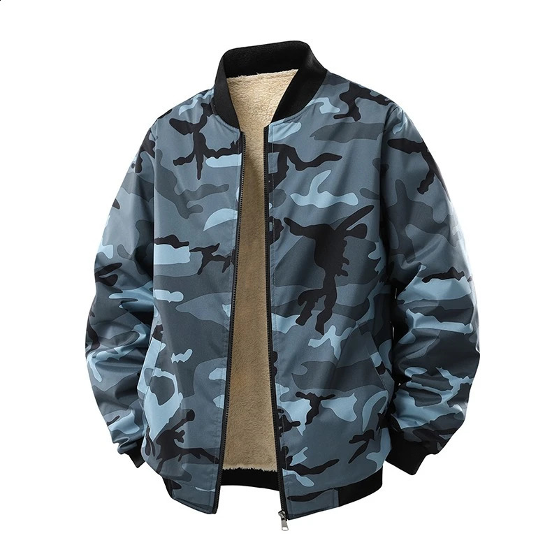 Mens Camouflage MA1 Bomber Jacket Autumn Winter Lambswool Military Flight Coat Men American Fleece Workwear Tactical Outerwear 250905