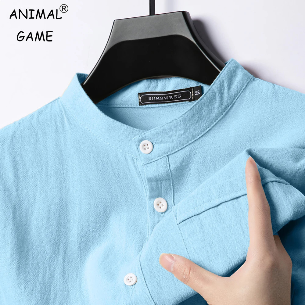 Summer Mens Stand Up Collar T-shirts Couleur continue Couleur à manches courtes Shirt Trendy Breathable Low Pocket Basic Pocket 250919
