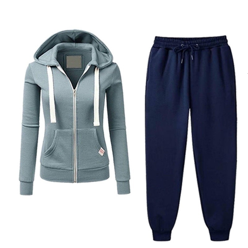 2025 AutumnWinter Womens Korean Solid Color Zipper Hoodie Set Fashion Sportswear Top Drawstring Pocket Loose leisure suit 250918