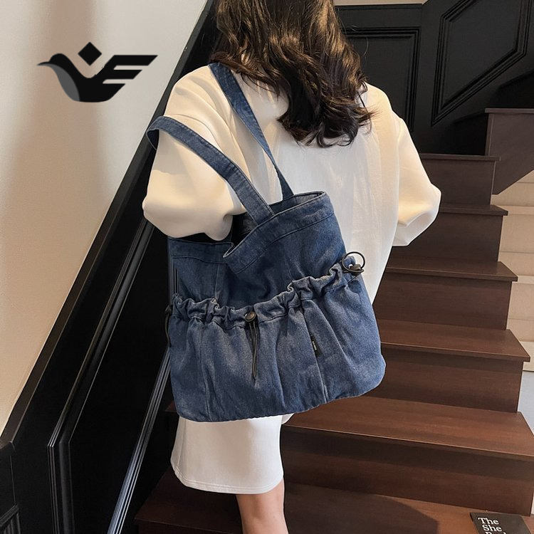 Feiyan Free Shipping New Designer Bag 2025 Limited Edition Women's Retro Shoulder Bag Sweet Women's Style Washed Denim Handbag Large Capac