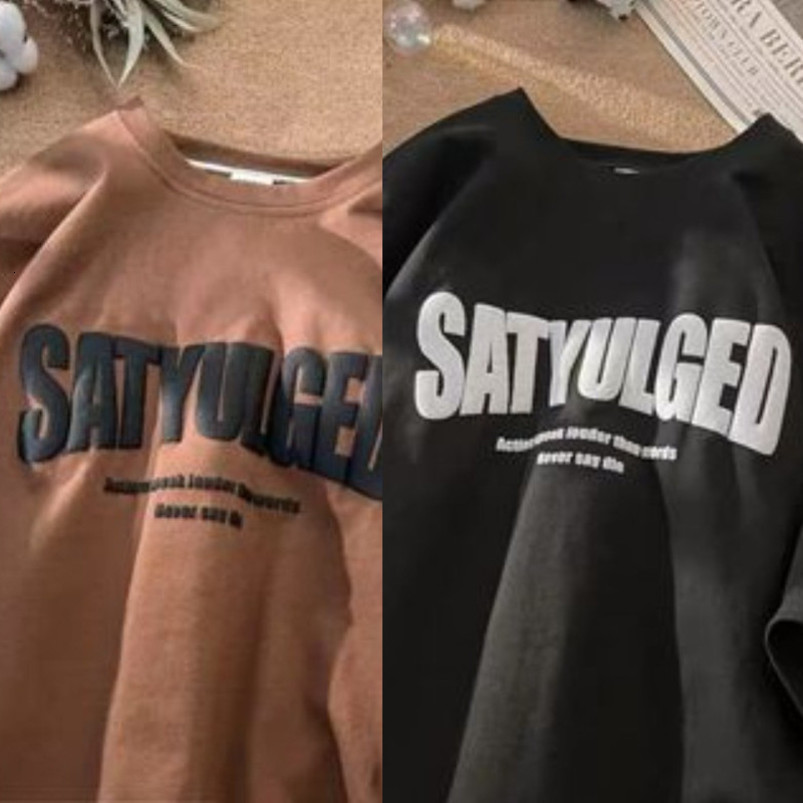 8xl American Vintage Letter Sat Tshirt avec cou rond Coton Coton Soft Men Men de couple polyvalent Tenue 250919