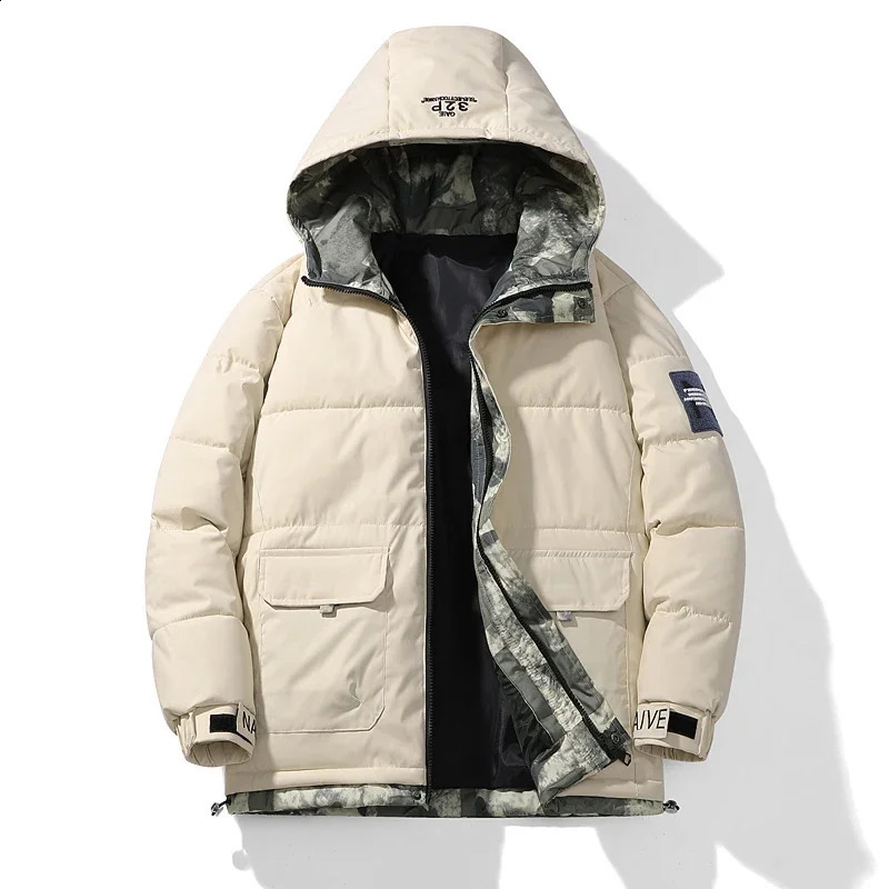 Hooded Winter Jacket Warm Man Jackets Coats Outwear Snow Windbreaker Male Parka Overcoats Hooded Men Solid Color Parkas 250919