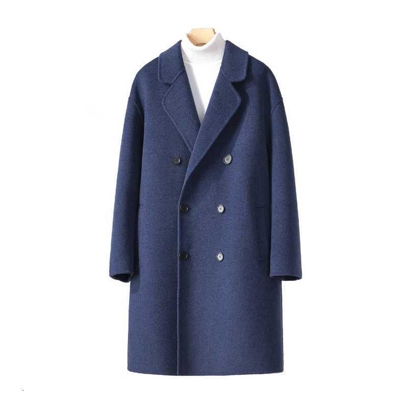 Automne Winter Doublesided 100 Men de laine pure Men Autouette lâche épaule Doublebreuse en laine Veste de trench Midlengle Longue x250919