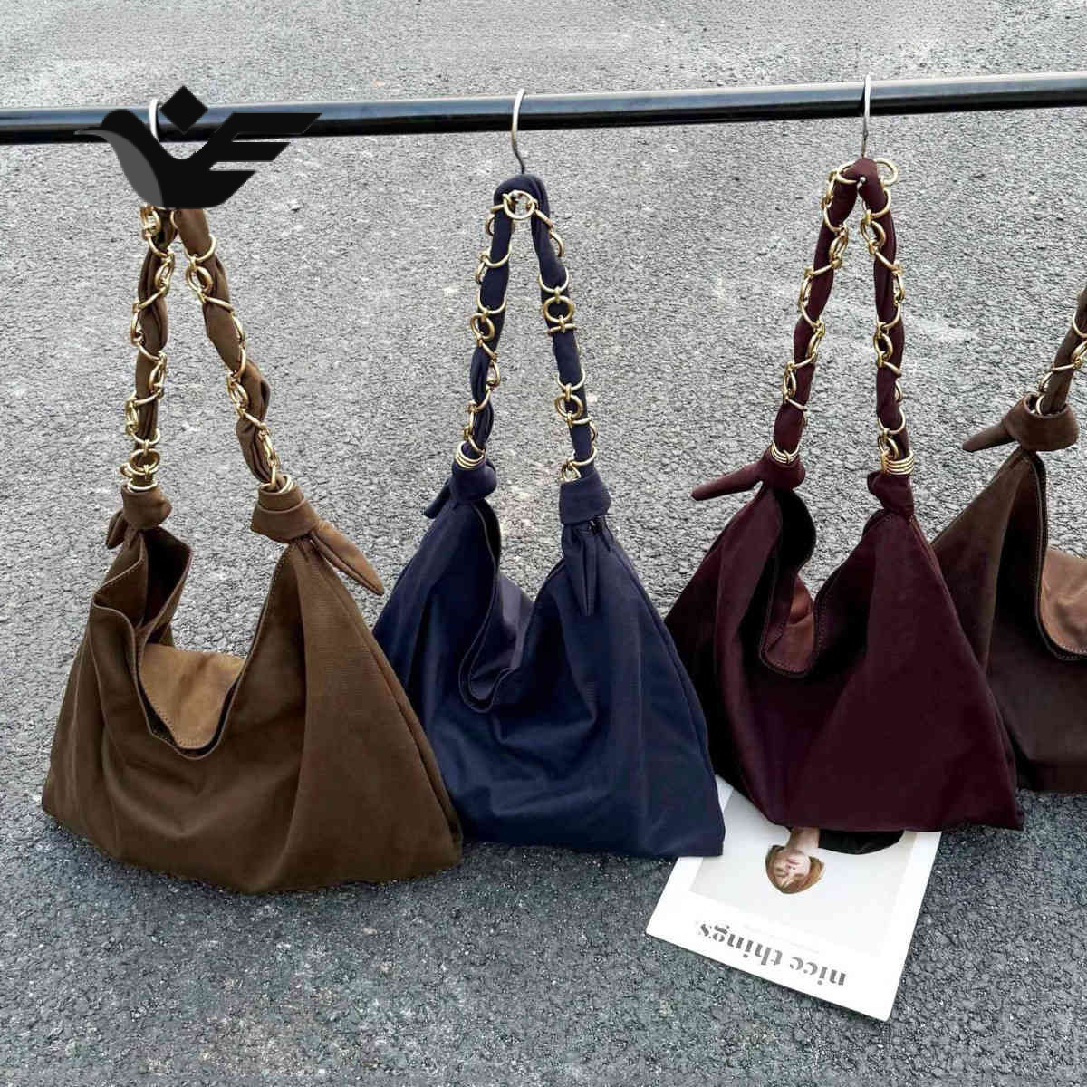 Feiyan Free Shipping New Designer Bag Lazy Chain Tote Bag Women's Casual Canvas Bag Large Capacity Commuting Bag Loose Sense Shoulder Bag Large