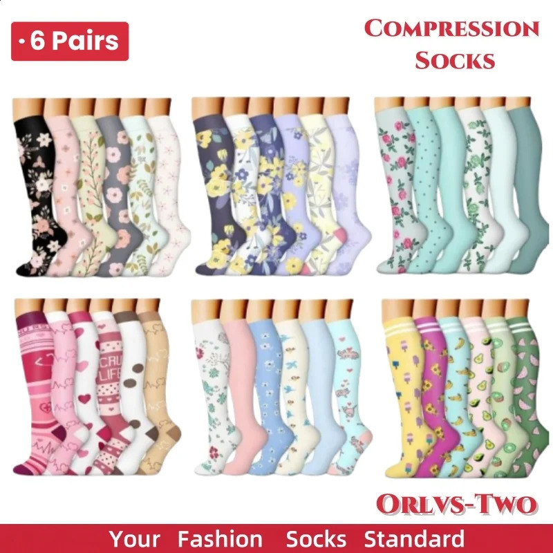 56 Styles of 6 Pairs of Sock Compression Socks Outdoor Sports Riding Stockings Nurse Calf Pressure Socks Swollen Varicose Veins250919