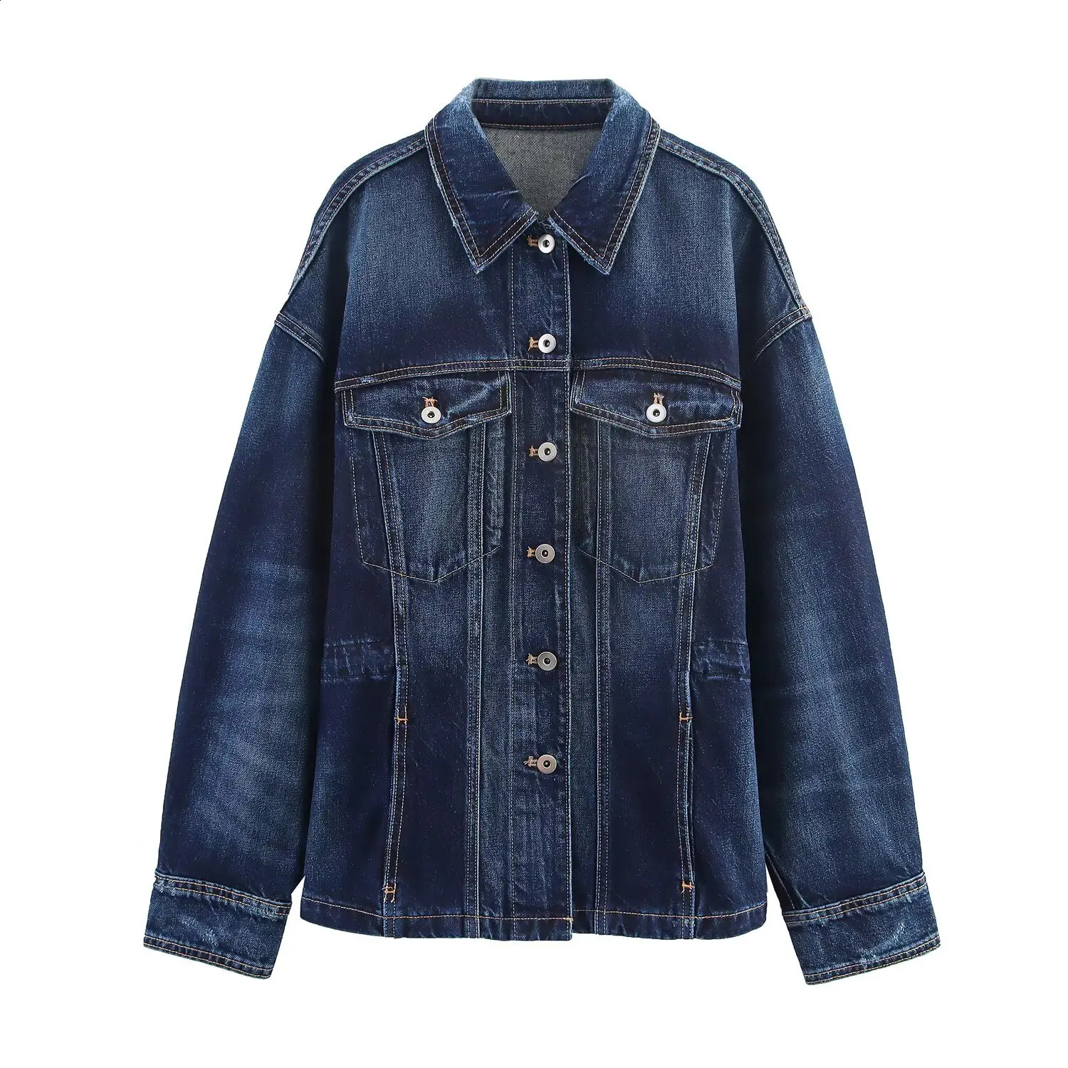 Style européen et américain 2025 Automne Style Lapel Single Breasted Fashionable Veste en jean Veste 250919