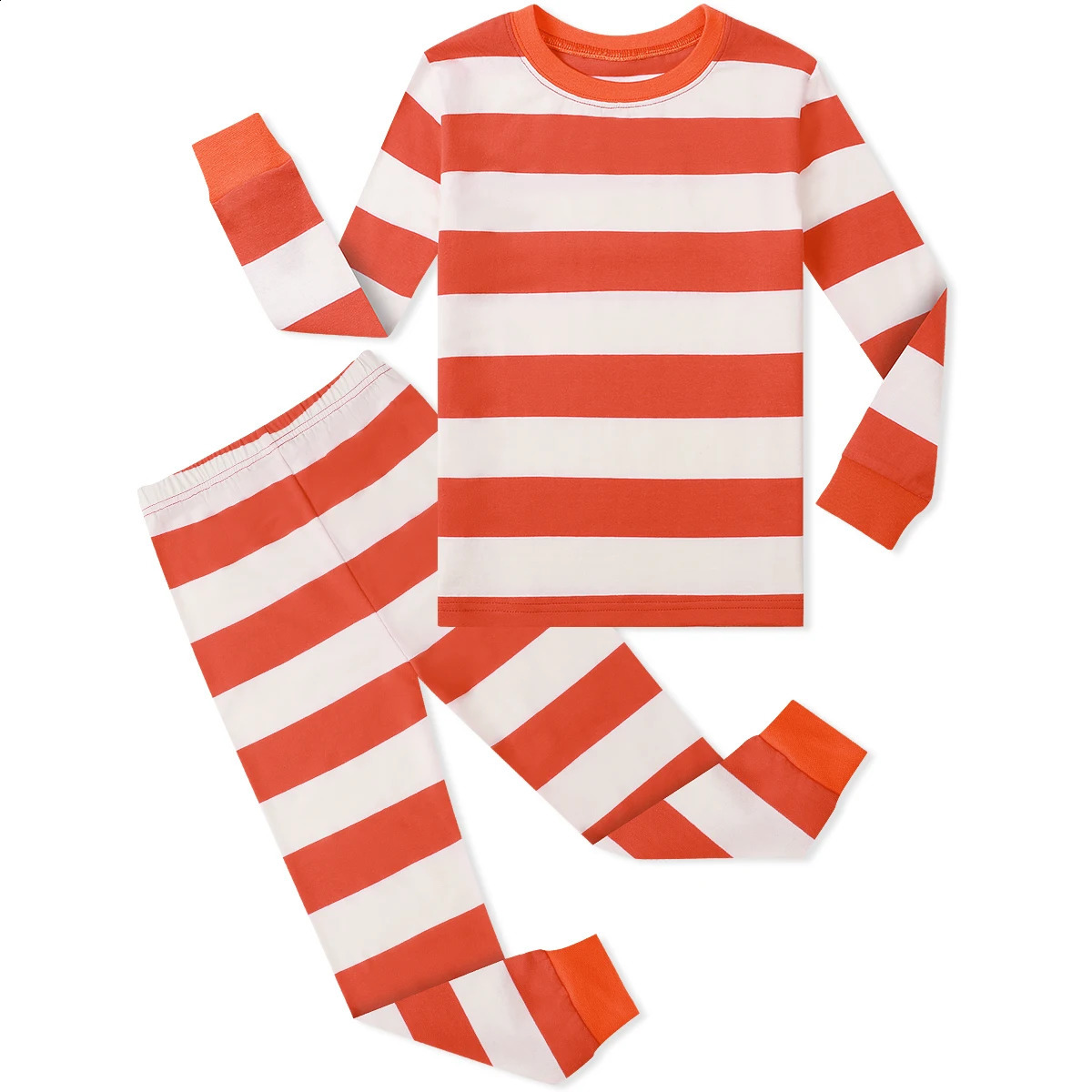 Halloween Pyjamas Kids Boys Stripe Orange and White Pajamas Set Toddler Carnival Cosplay Winter Pjs Party Gift Sleepwear 2PCS 250919