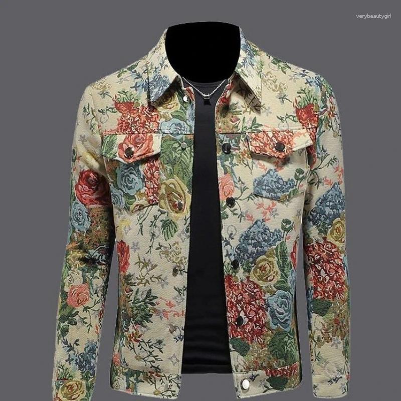Men's Jackets 2025 XL-7XL Floral Jacquard Single Breasted Lapel High Quality Autumn Spring Male Outerwear Coat