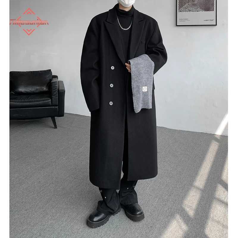 Autumn Winter Men Woolen Jackets Boutique Highend Overcoat Trench Men Xlong Thick Coat Over The Knee Trench Coat Plus Size 8XL X250919