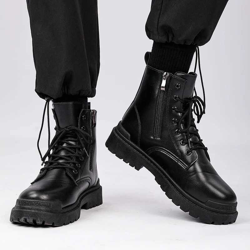 Mens Leather Boots Four Seasons Outdoor Casual Hiking Boots Retro Fashion Work Boots Thick Bottom Ankle Boots Antislip 2024 W250919