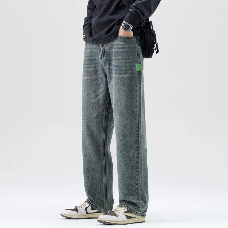Jean masculin et jambe droite tendance confortable confortable mince lâche polyvalent hommes 2025 automne et hiver