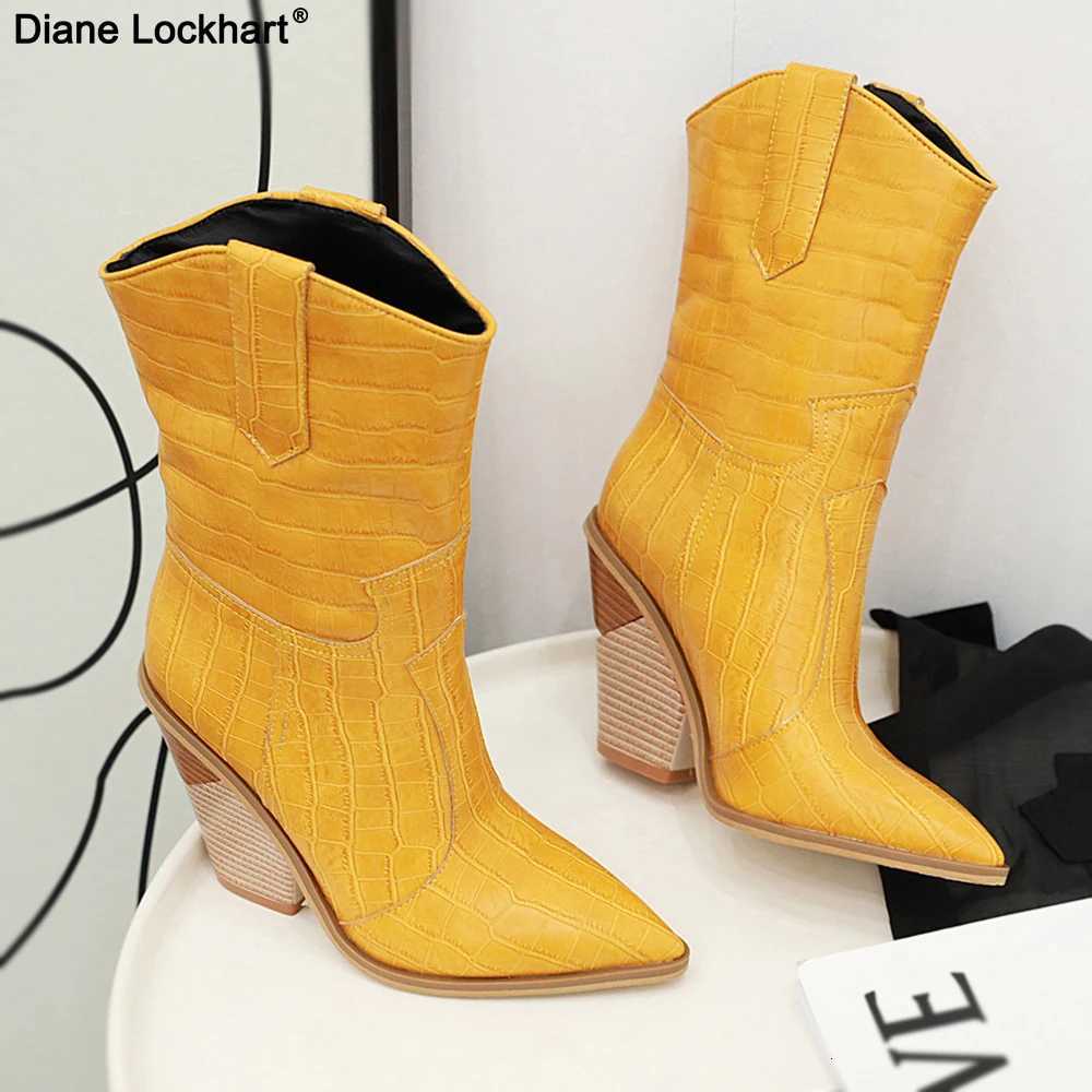 Winter Ankle Boots for Women Pu Leather Wedges Cowboy Western Boots Woman Pointed Toe Zipper Cowgirl Short Boot Womens Shoes W250919