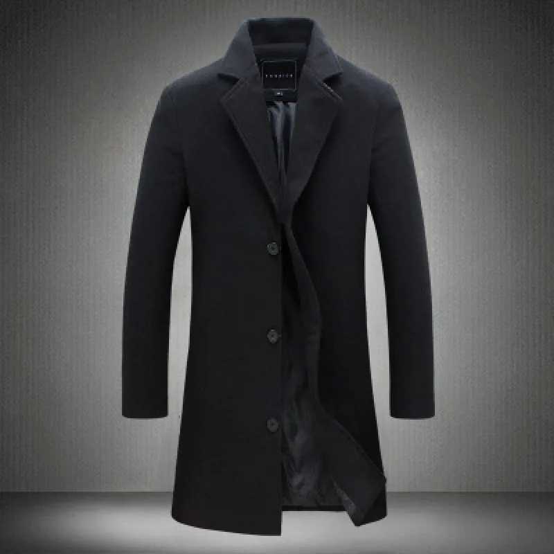 Mens Fashion Slim Fit Single Breasted Wool Coat Windbreaker Elegant British Spring and Autumn Coat Outerwear Mens Jacket X250919