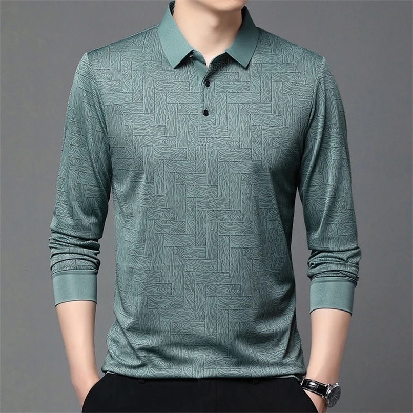Mens Business Casual Long Sleeved Shirt Solid Color Polo Shirt Fashionable Breathable Comfortable Versatile Top250918ww