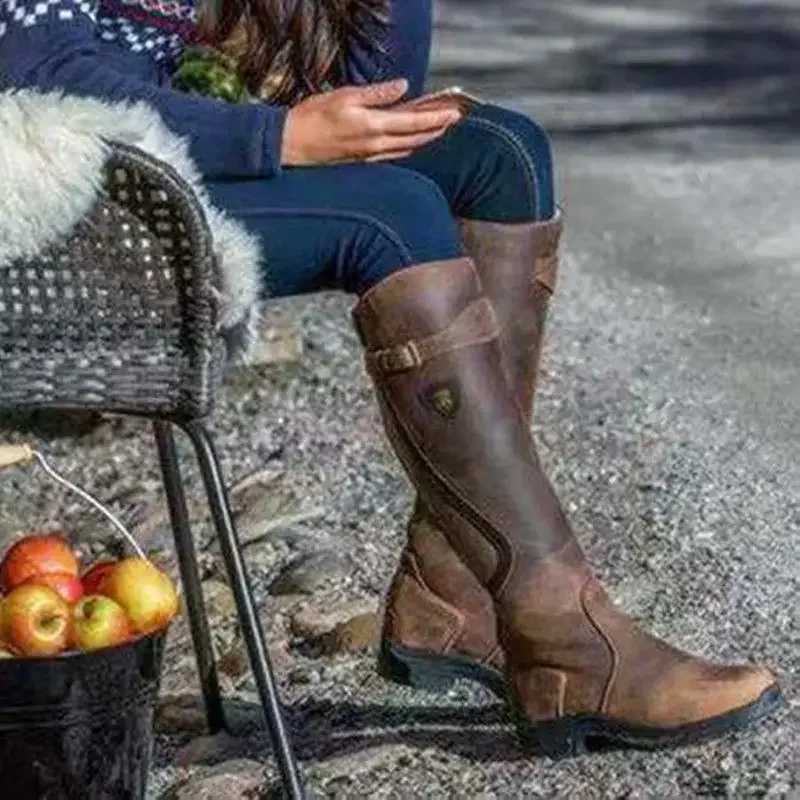 Botas de Western Fashion Women Winter Knee High tacones de calidad de gamuza Long Comfort Botines MUJer MUJER BOTAS HIGH BOTAS W250919