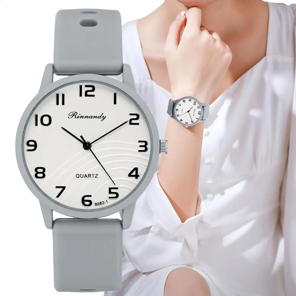 Fashion Lady s Watches Leisure Grey Digital Simple Women Quartz Watch Sports Silicone Strap Ladies Clock Wristwatches 250918