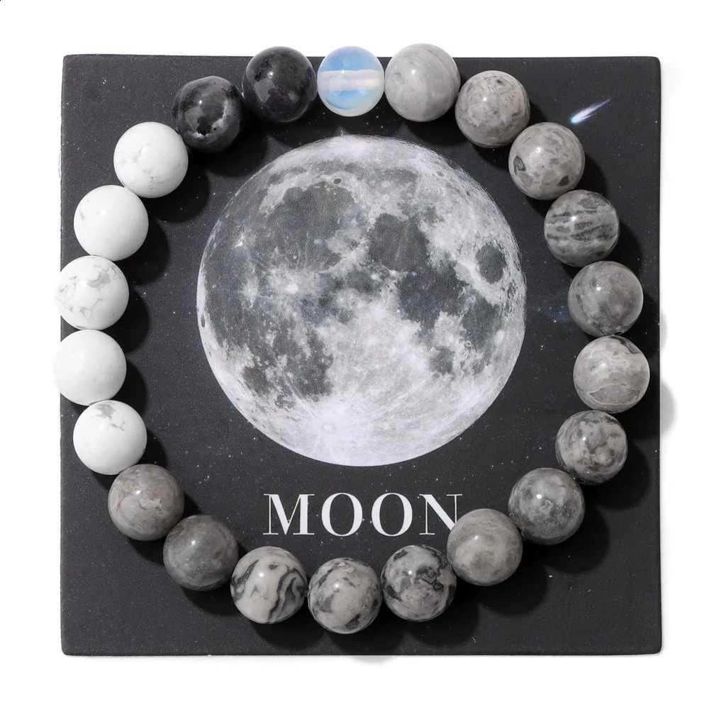 Bracelet de perle HNSP 8 mm pour hommes planètes du système solaire accessoires à main accessoires Sun Moon Earth Corde mâle 250918