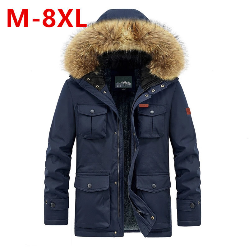 plus size 8XL Men hooded Fashion Mens Parkas Thicken Male Thick Warm Coat Parkas Hooded Winter Windproof Man Jacket Parka mens 250919