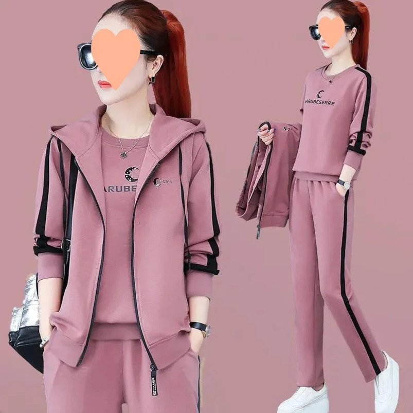 Plus Size Autumn Womens Hoodie Long Sleeve Casual Sportswear Set plus Threepiece Vest Korean Style Comfortable Fit 250919