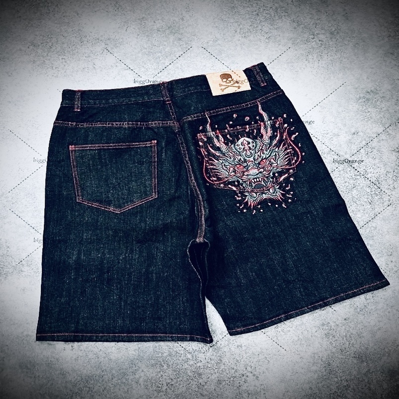 Hiphop Trendy Streetwear Harajuku rétro surdimensionné lavage de jean Shorts hommes décontractés high street goth lâche wideleg pantalon wom 2509