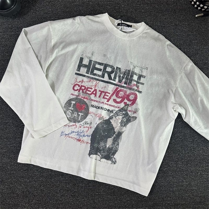 Streetwear T Shirt Y2K Hip Hop Letter Retro Graphic Print Oversized Tshirt Mens Womens Round Neck Cotton Long Sleeve Tops Autumn250918