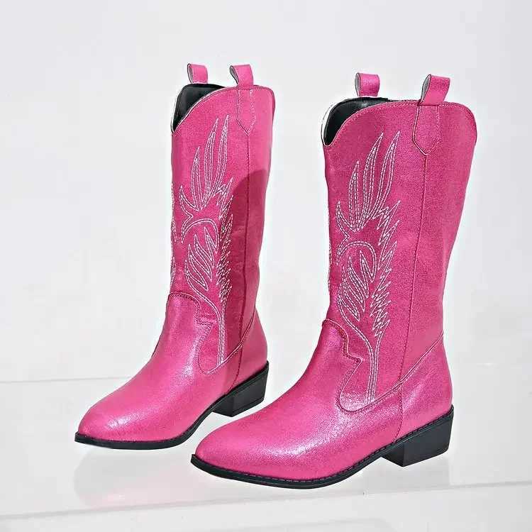 2023 Winter New Fashion Western Cowboy Boots Women Pointed Toe High Heel Shoes Ladies Embroidery Chelsea Boots Zapatos Mujer W250919