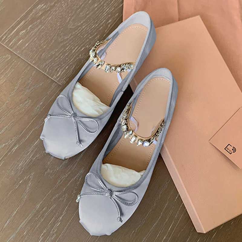 Rhines Mary Janes Chaussures pour femmes Ballet Flats brillants Chaussures de designer élégantes Madies Saline Slip Loafers Chaussures Nouvelles