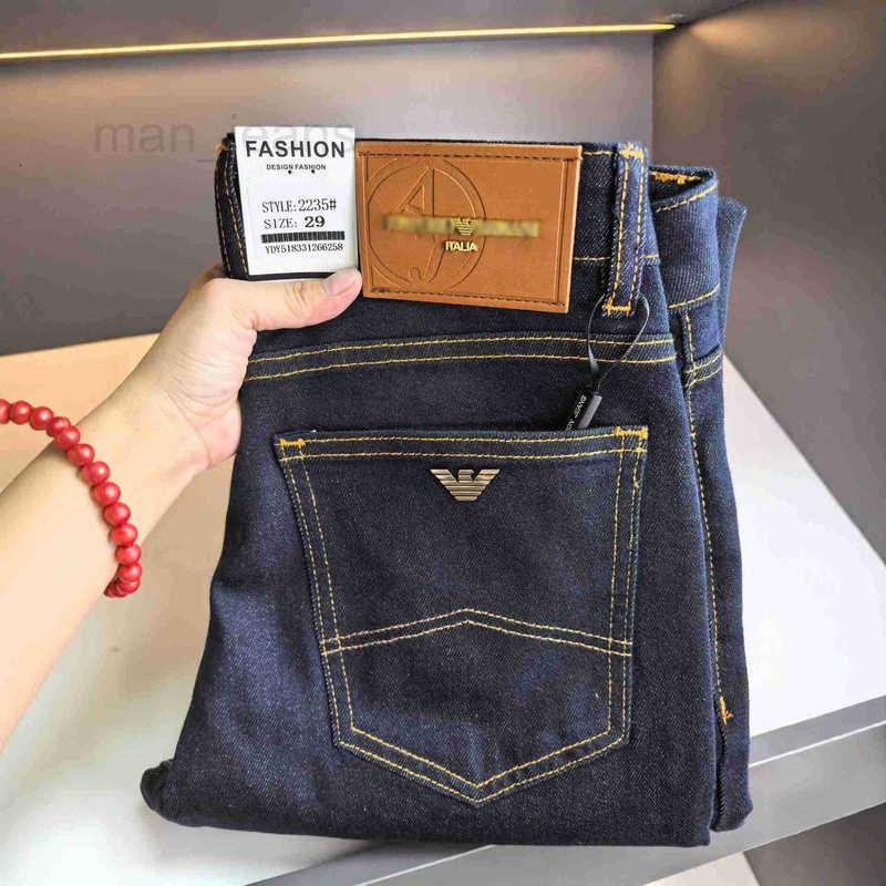 Men's Jeans Designer Old Brand Eagle High-End European Style Autumn Winter Slim Fit Straight Elastic Dark Blue Washed Casual Long Pants 5UJ4