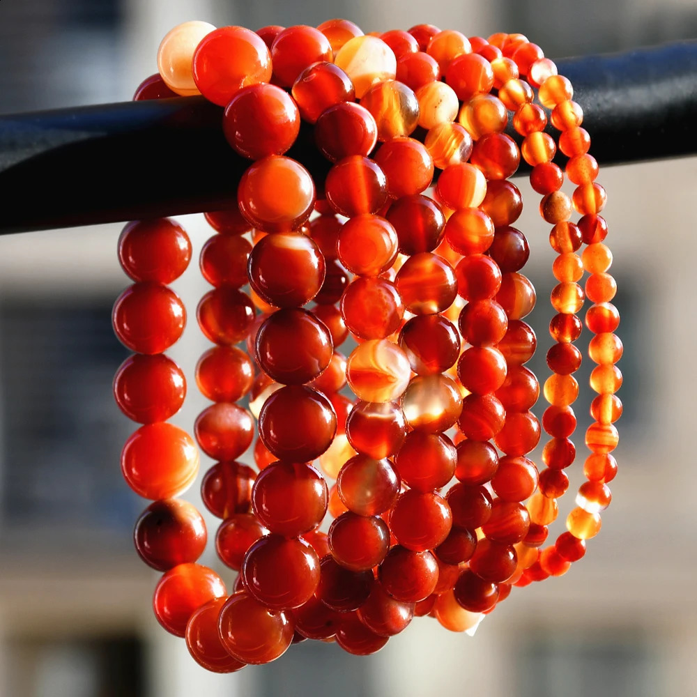 Vintage Sardonyx Carnelian 4mm 6mm 8mm 10mm Natural Stone Round Beaded Bracelet For Men Women Bohemian Handmade Jewelry 250918