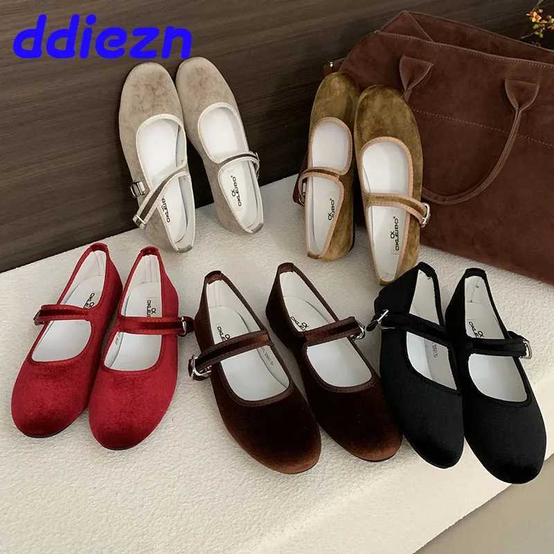 Femelle Toe Round Office Dame Lady Flats avec chaussures Footwes Silk Footwear Fi Backle Strap Femmes Mary Janes ShoesxJ250919