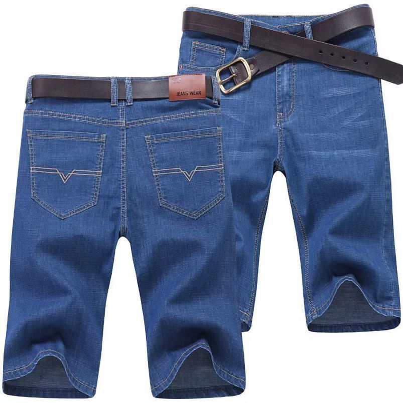 Summer Mens Denim Shorts minces Business Business Pantagram Pantalon à la mode et confortable Blue droit 250919