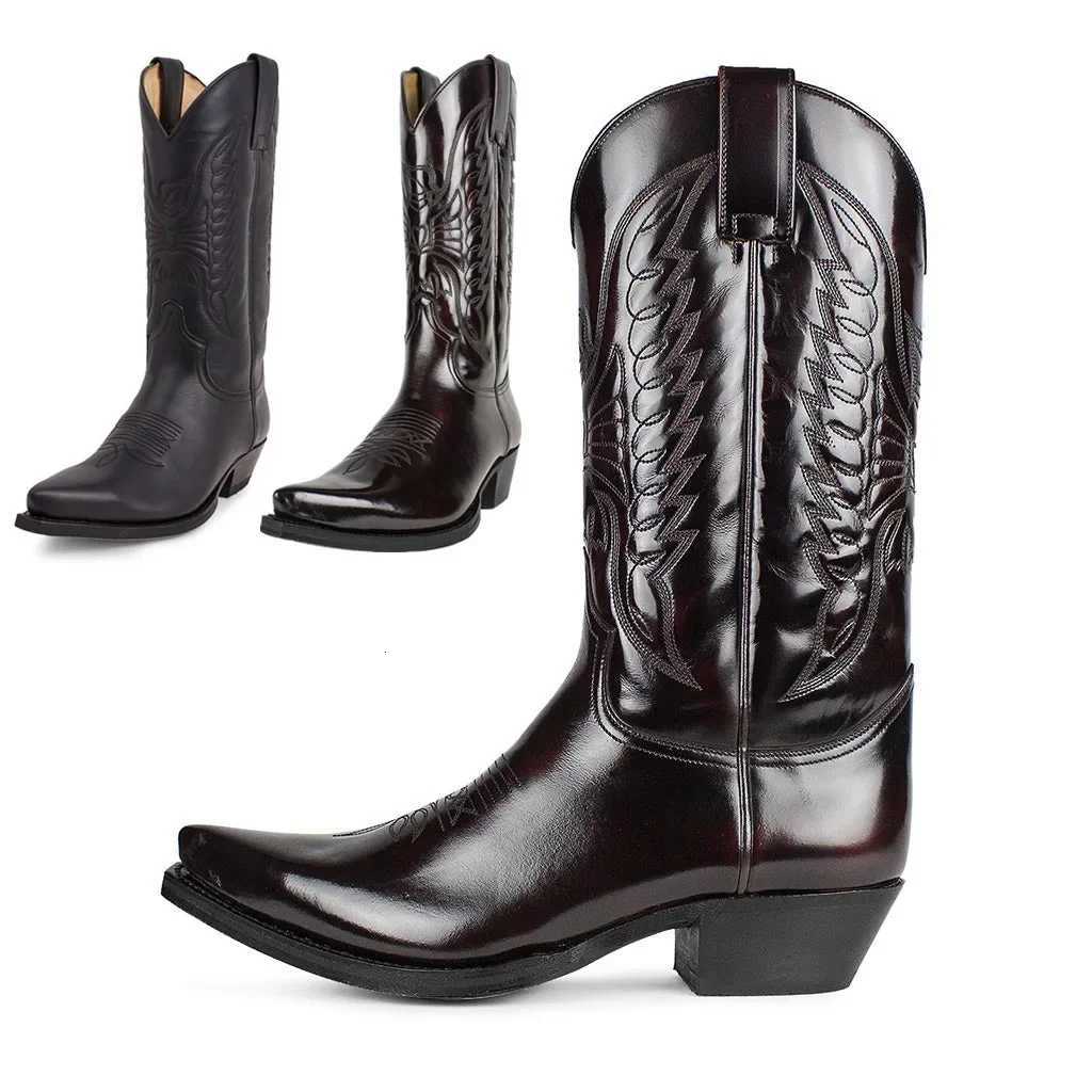 Men Boots Pointed High Heel Western Cowboy Boot European and American Men and Women Embroidery High Boots Plus Size 3548 W250919