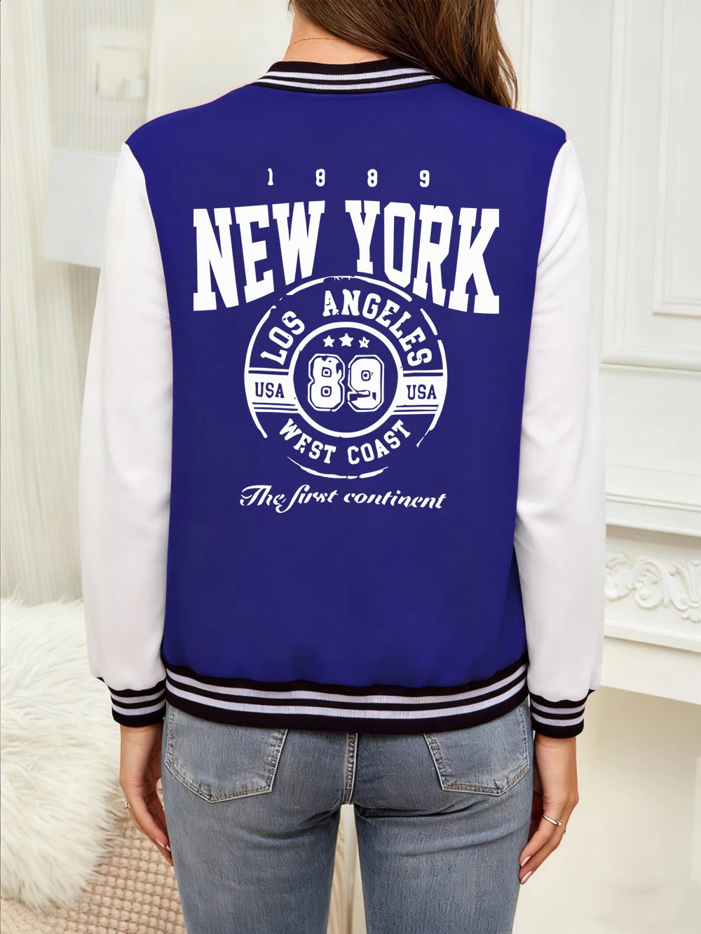 York West Letter Imprimés Baseball Coat Femmes Vestes de poche décontractées Fleep Winter Tops chauds Bases Sporty Woman Vêtements 250919