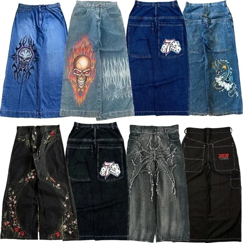 Y2K Baggy Jeans men Harajuku 2000s Gothic vintage Printed graphicwide leg jeans streetwear hip hop American fashion Casual jeans250918