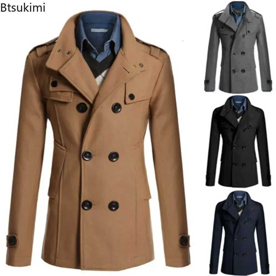 2025 Vestes en laine chaude pour hommes Vestes de haute qualité Automne Veste en laine épaisse pour les hommes Veste de manteau à deux poitrines