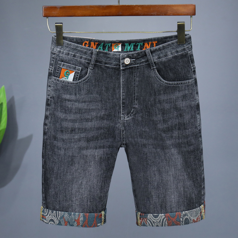 Summer Mens ed Denim Shorts Fashion Straight Slim Personality Streetwear Jeans Male Bermuda Short Pants 250919