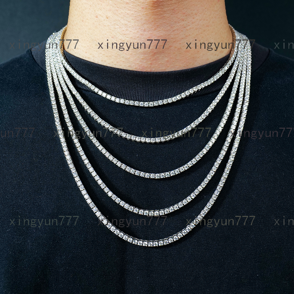 Collier de créateur 3 mm gra bijoux 925 Sterling Silver VVS Tennis Ice Out Lab Laborat Diamond Mossanite Collier Moisanite Collier pour femmes ho