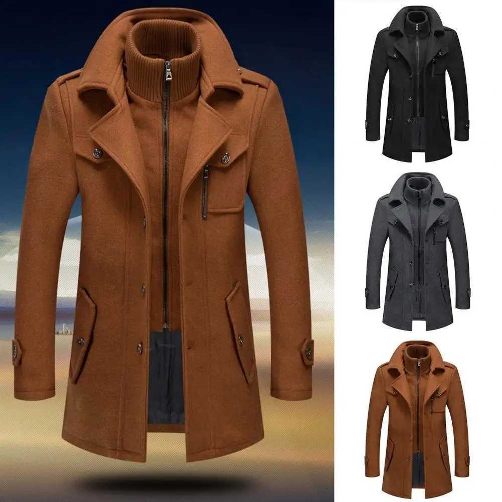 ONESTAND New Casual Overcoat for Autumn Winter Mens Jacket Solid Color Fake Two Piece Zipper Buttons Coat Long Sleeves Leisure X250919
