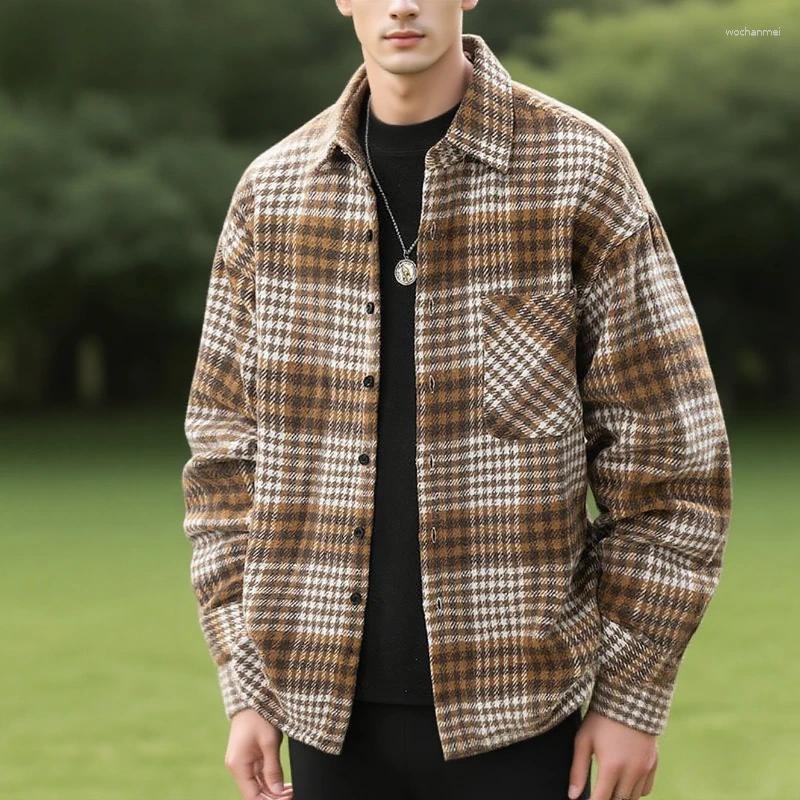 Men's Jackets Checkered Stripe Trendy Versatile Comfortable Breathable Collar Outdoor Casual High Quality Top