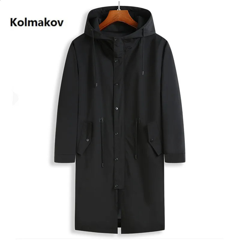 spring Long style coat mens High quality casual trench coat casual hoooded jackets mensize XL8XL 250919