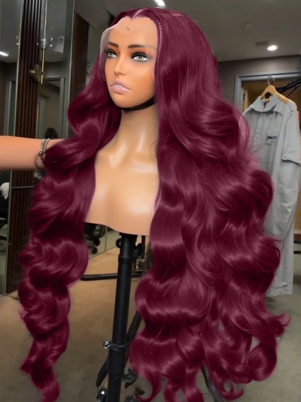 Body Wave Human Hair Wig Burgundy 13x6 HD Lace Frontal Wig Brazilian Hair for Women Glueless Pre Plucked Natrural Hairline Ready To Wear On Clearance Sale 43$