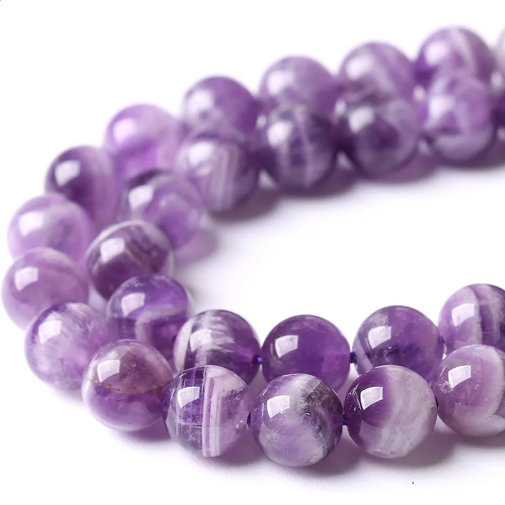 Perles rondes d'améthyste de rêve en pierre naturelle 4 6 8 8 10 mm Perle de pierres précieuses en vrac pour les bijoux faisant des bracelets de