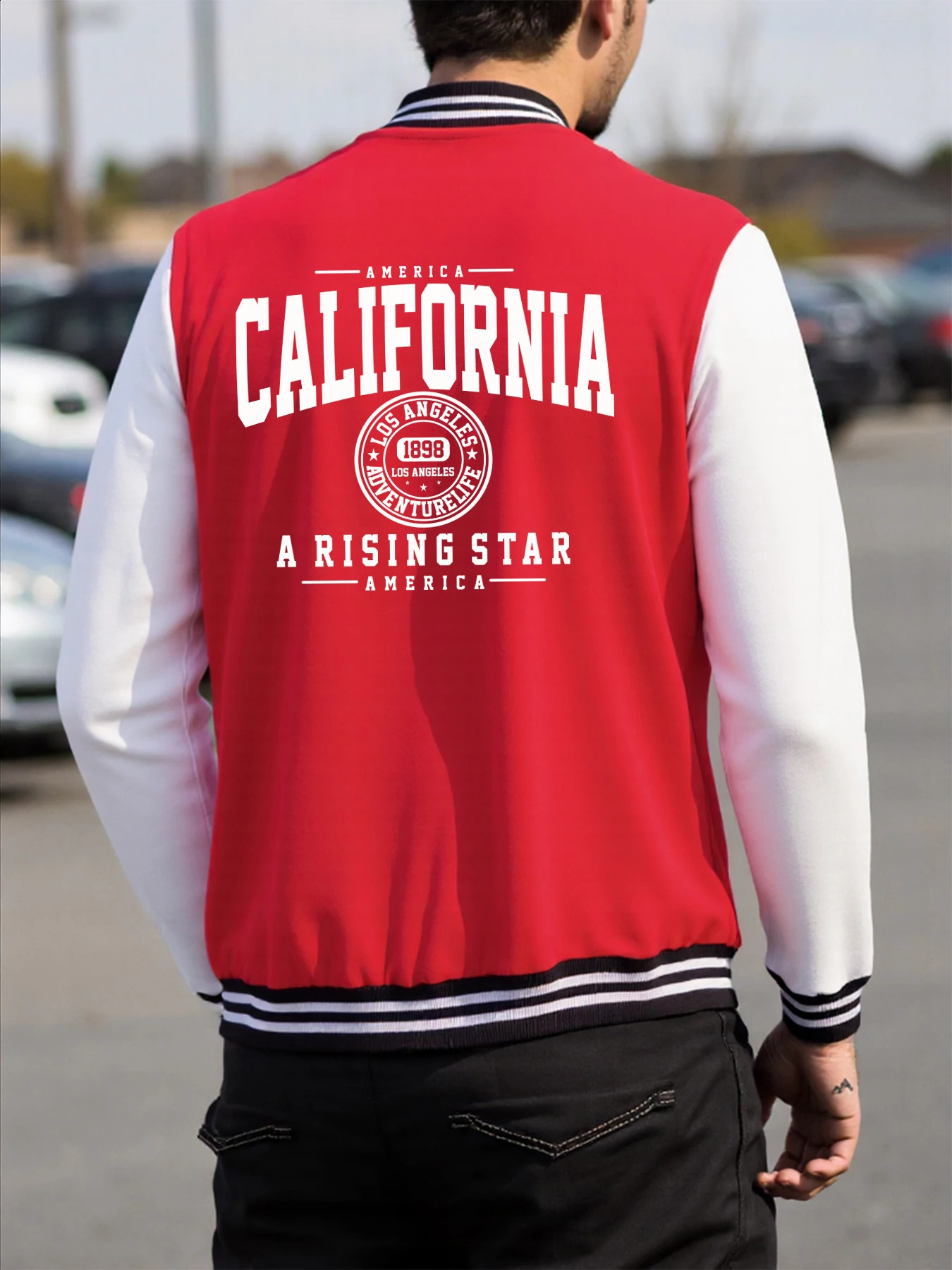 Californie A Rising Star America Print Men Baseball Jersey Veste de poche vintage Vestes de fitness en vrac couleur Unisexe Streetwear 250919
