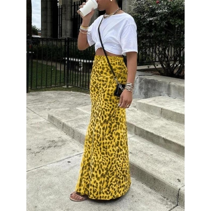 Plus Size 1XL5XL Fashion Women Sexy Elegant Leopard Printed Midi Skirt Dress Lady Clothes yy250918