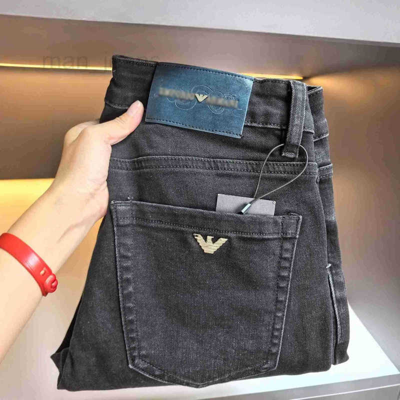 Men's Jeans Designer Old Brand Eagle High-End European Goods Autumn Winter Slim Fit Small Straight Elastic Black Gray Washed Casual Long Pan