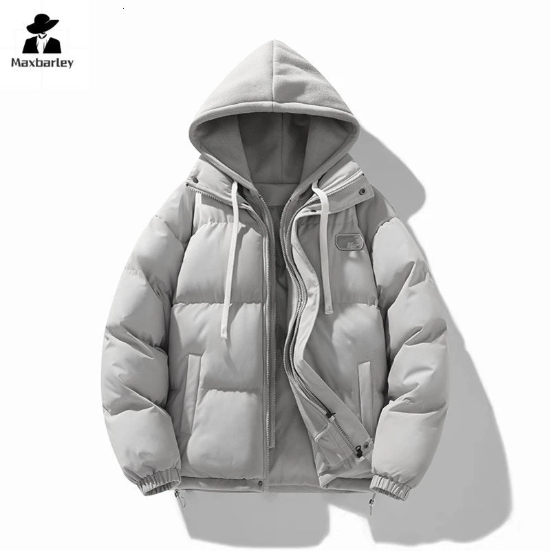 Mens Winter Jacket Korean Trendy Thickened 2piece Hooded Bread Coat Womens Japanesestyle Warm Cotton Padded Jacket 250919